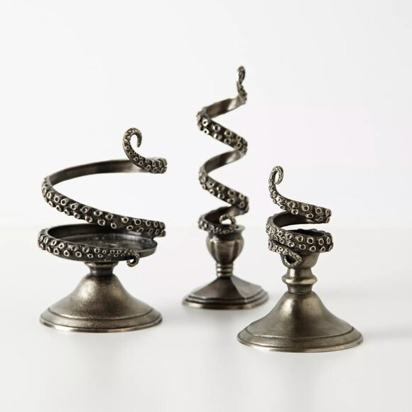 Perry Gargano Octopus Tentacle Candlestick Trio Set